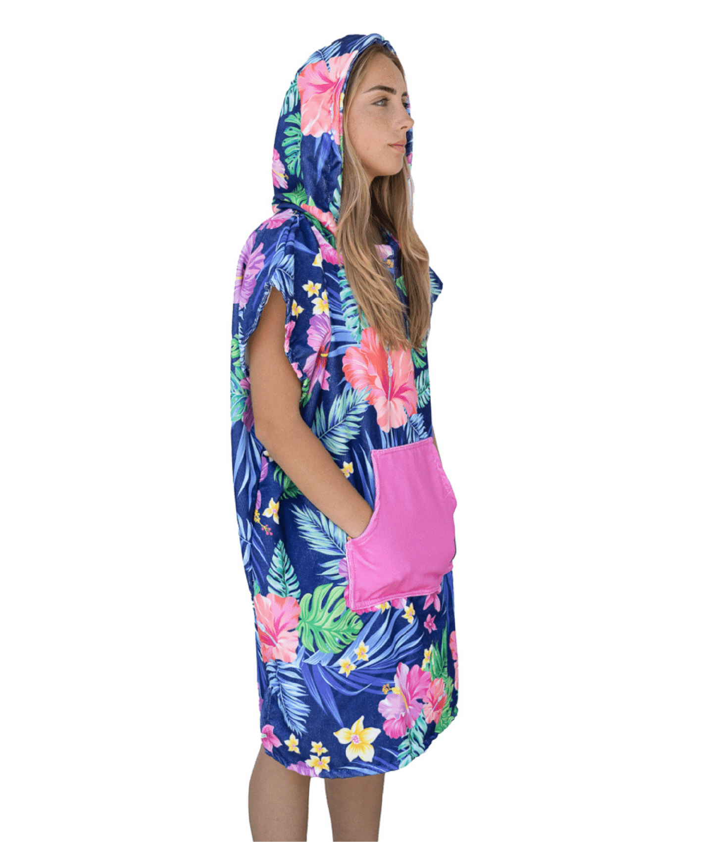 Printed Drirobe Surf & Swim Poncho - Sleeveless – Neon flower