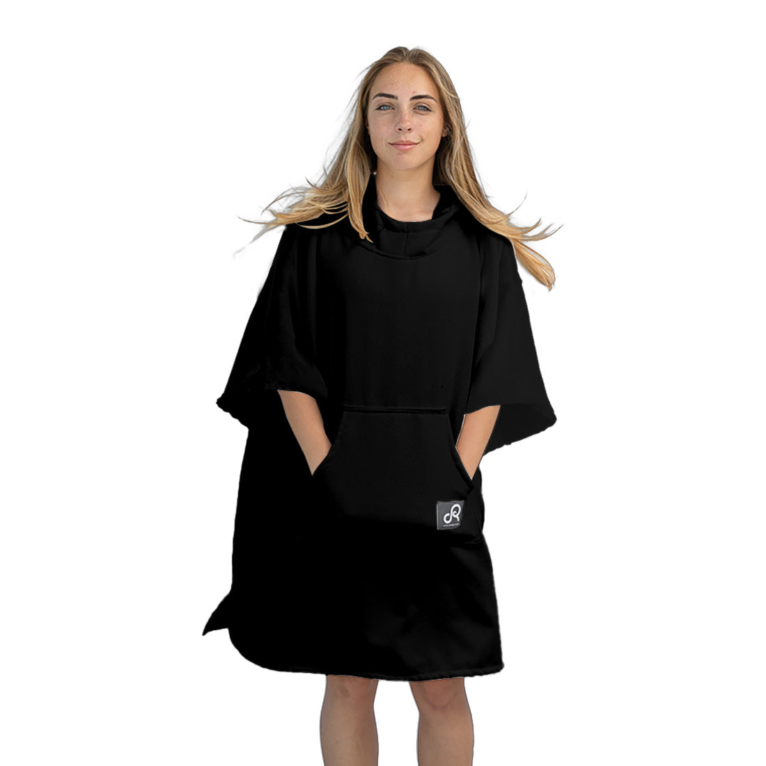 Drirobe Surf Swim Poncho With Sleeves – Black