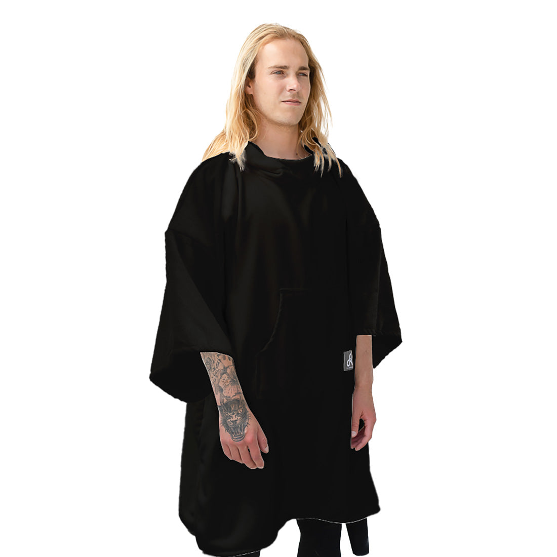 Drirobe Surf Swim Poncho With Sleeves – Black