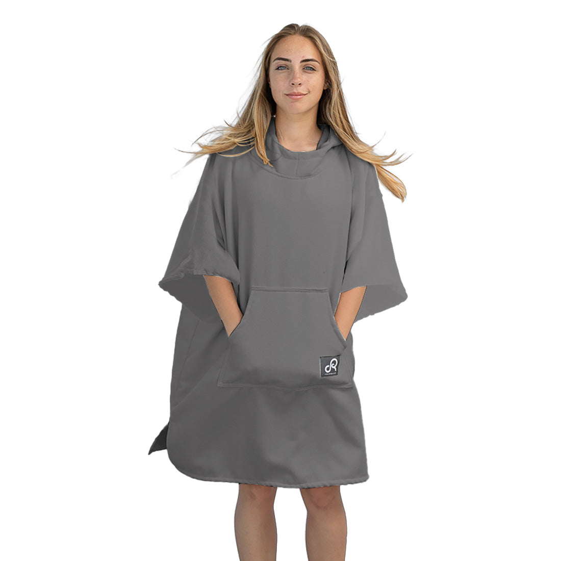 Grey Surf Swim Changing Poncho with sleeves - Adult