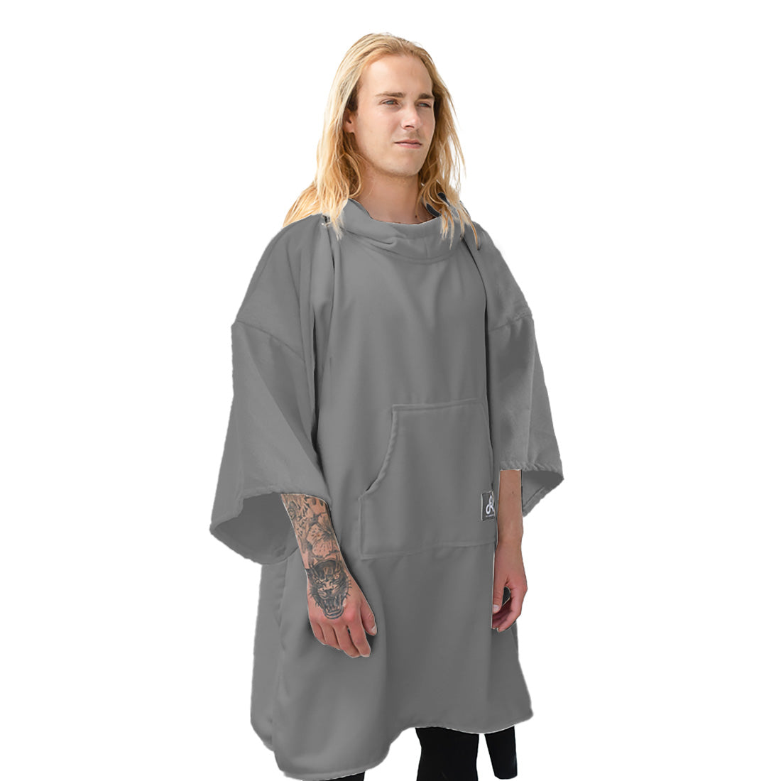 Grey Surf Swim Changing Poncho with sleeves - Adult