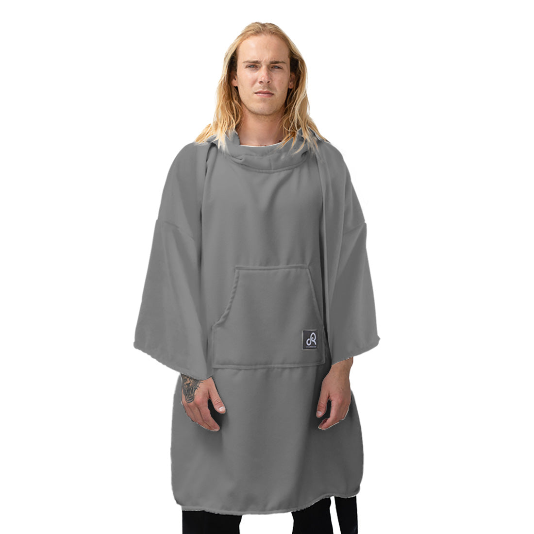 Grey Surf Swim Changing Poncho with sleeves - Adult