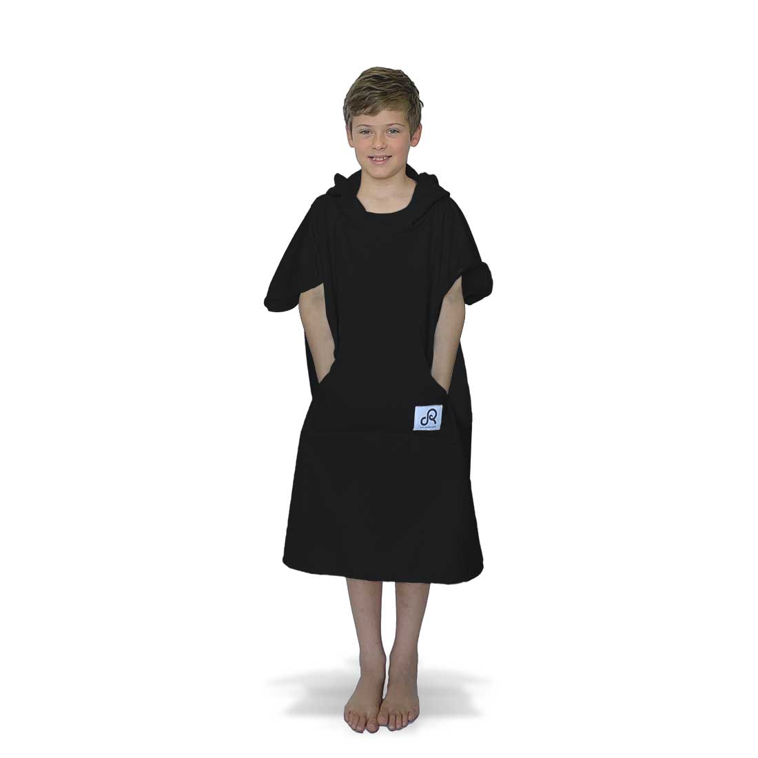 Black Surf Swim Changing Poncho - Kids