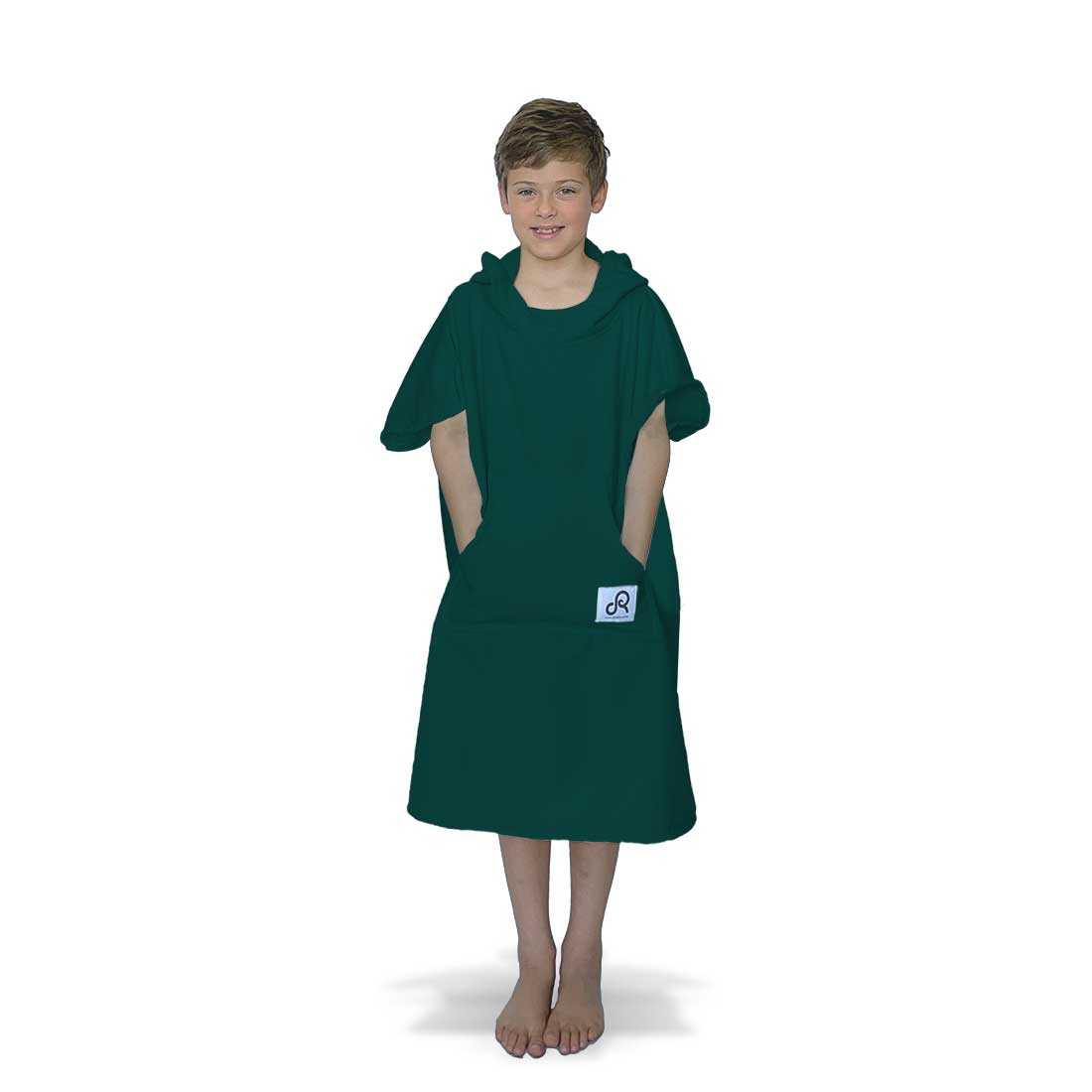 Bottle Green Surf Swim Changing Poncho - Kids