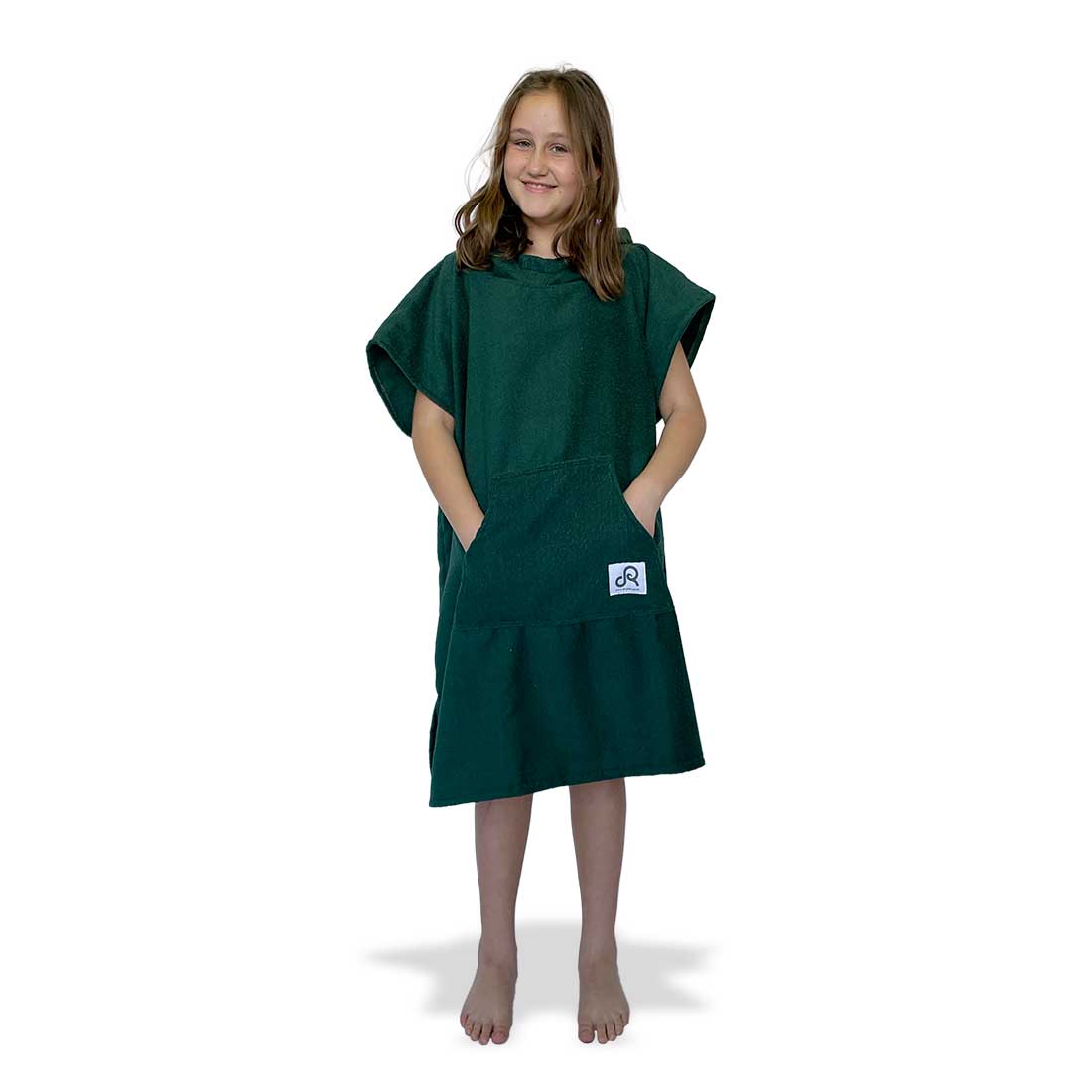 Bottle Green Surf Swim Changing Poncho - Kids