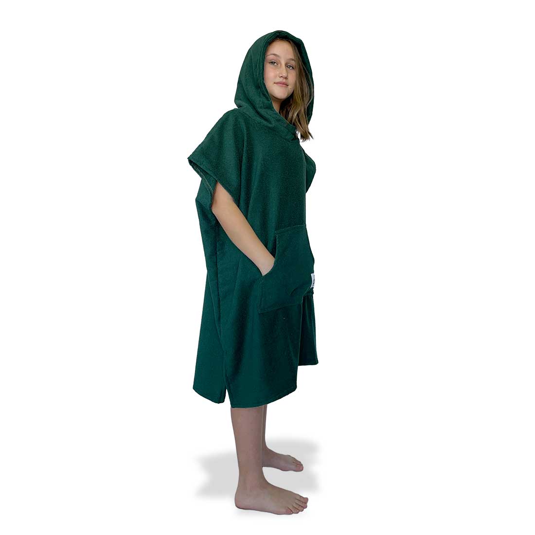 Bottle Green Surf Swim Changing Poncho - Kids