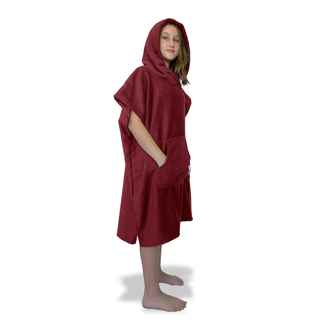 Maroon Surf Swim Changing Poncho - Kids