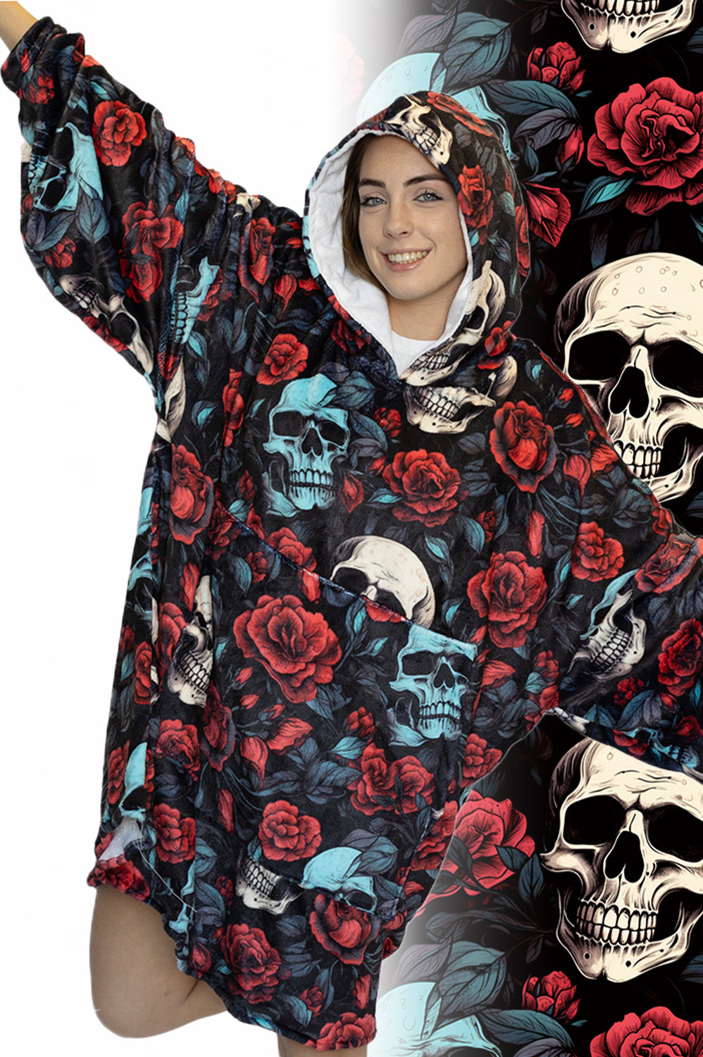 Skulls and Roses Hoogy - Oversized Blanket Hoodie