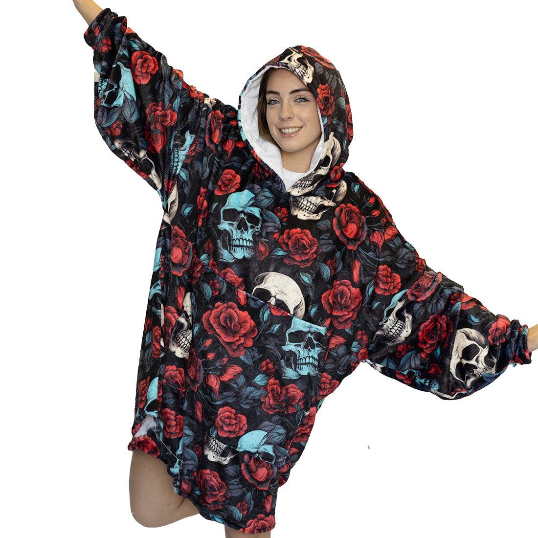 Skulls and Roses Hoogy - Oversized Blanket Hoodie